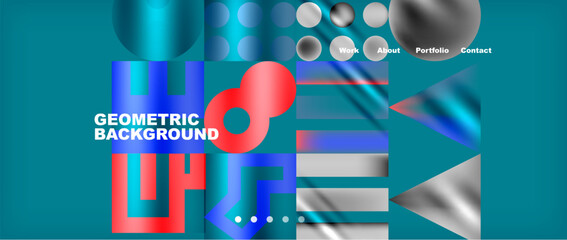 Poster - a blue background with geometric shapes and letters on it High quality