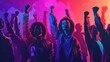 Multi ethnic people raising their fists up in the air, Generative Ai illustration hyper realistic 
