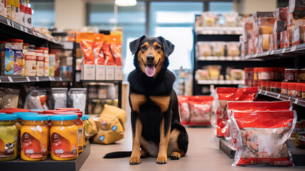 Sticker - Selection of pet products for sale in a pet supermarket, photo shot --ar 16:9 --v 5.2 Job ID: c3a3afda-4a3e-4d88-bba0-e1f2922a0063