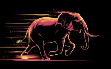 Wall Mural - elephant in night