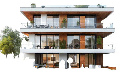 Wall Mural - The front of the house's architectural design, transparent background