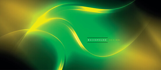 Poster - a green and yellow wave on a black background . High quality