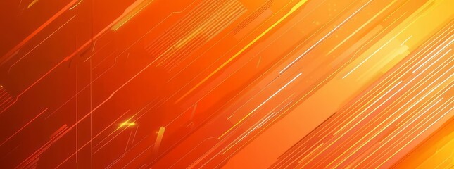 Wall Mural - orange background banner with diagonal geometric shapes and lines, representing modern design and te