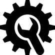 wrench and Gear tool icon. screw wrench Black flat. Repair service symbol