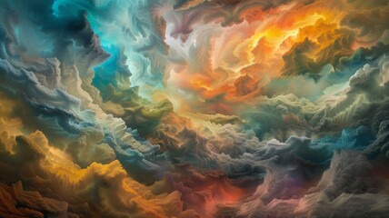 Wall Mural - color photo of a picturesque sky adorned with wispy clouds, their delicate and intricate patterns creating a sense of movement and fluidity,