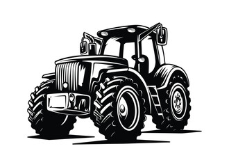 Wall Mural - Silhouette of a tractor illustration vector with tractor icon and logo on white background