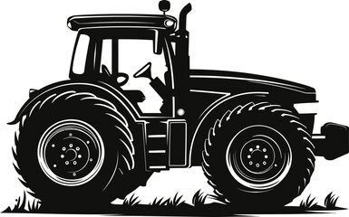 Wall Mural - Silhouette of a tractor illustration vector with tractor icon and logo on white background