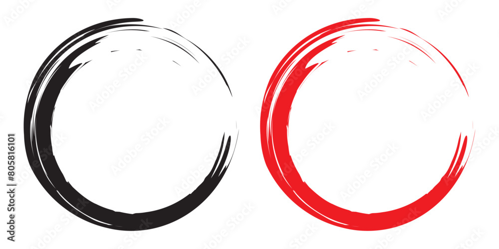 Grunge circle brush ink frames set. Clip-art illustration set on white ...