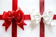 © Mimix - Red Christmas holiday bow ribbon present birthday. Generative Ai