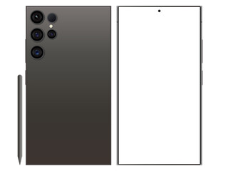 Wall Mural - Samsung Galaxy S24 Ultra transparent screen . New Release Android Smartphone mock up. Realistic vector mock up. illustration