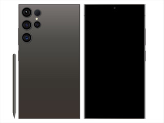 Wall Mural - Samsung Galaxy S24 Ultra black screen display. New Release Android Smartphone mock up. Realistic vector mock up.