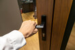 black door handle Wooden doors for use in interior decoration.