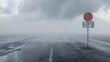 © pprothien - Gloomy road with a red circle sign on the side.