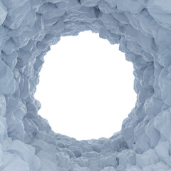 Wall Mural - frame of ice and snow mountain cave with isolated on transparent background - png file, 3d rendering