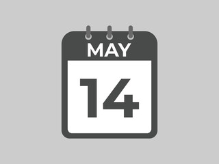 May 14 calendar reminder. 14 May daily calendar icon template. Calendar 14 May icon Design template. Vector illustration
