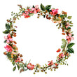 © Nazmus - Round wreath of flowers and leaves isolated on white or transparent background