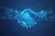 © Daria - Minimalist blue low poly connectivity handshake for professional partnerships and collaboration