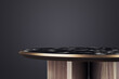 Empty wooden table with mock up place for product placement on black backdrop. 3D Rendering.