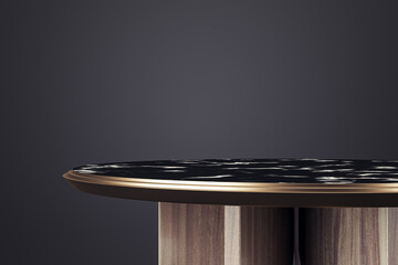 Aufkleber - Empty wooden table with mock up place for product placement on black backdrop. 3D Rendering.