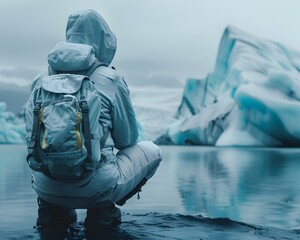 Poster - Environmental Scientist Measuring Melting Glaciers to Study Climate Change and Make Scientific Discoveries in Remote Wilderness Landscape