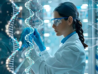 Poster - Biotechnologist Researching Groundbreaking Gene Editing Technology in Secure Laboratory Environment