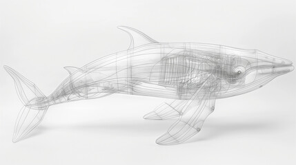 Wall Mural - A black and white image of a shark with a lot of detail