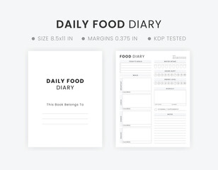 Wall Mural - Daily Food Diary Printable, Editable Food Journal Template, Fitness and Health Planner