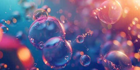 Wall Mural - A colorful image of many small bubbles floating in the air