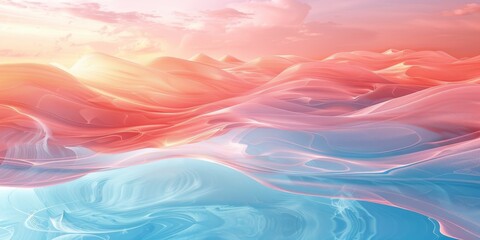 Wall Mural - A beautiful, colorful, and serene ocean scene with a pink and blue sky