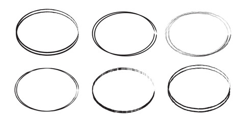 Canvas Print - Set of black brush circle. Vector illustration isolated on white background