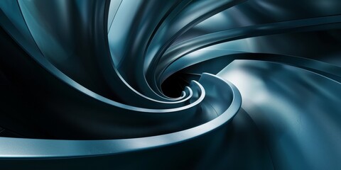 Wall Mural - A spiral of blue and silver with a dark background