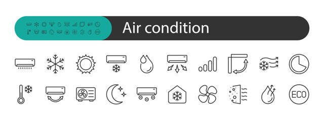 set of air condition icons, cooling, temperature