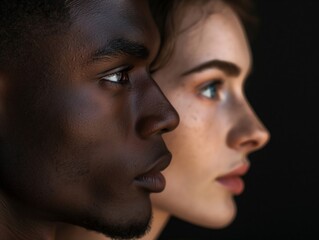 Side-by-Side Profile of a Diverse Young Couple