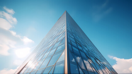 Blue sky background with glass building