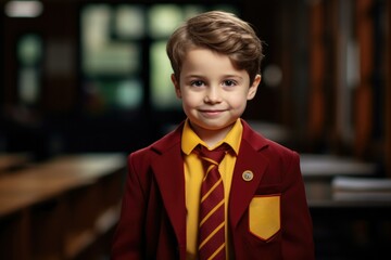 Sticker - A young boy in a school uniform. Generative AI.