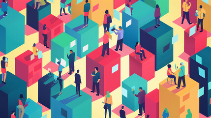 Poster - Digital Democracy as citizens participating in online voting and decision-making processes, promoting transparency and civic engagement.