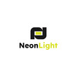 Modern Letter N with LED neon light style logo vector design