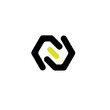 Modern Letter N with LED neon light style logo vector design