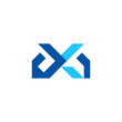 Modern Initial D,X,A letter geometric logo design vector