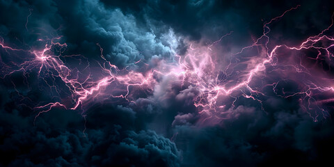 Wall Mural - Thunderstorm and lightning in a dark sky