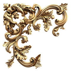 vintage gold corner frame isolated on a transparent background.