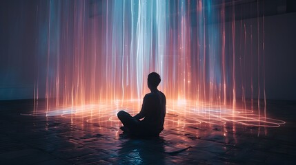Poster - A Captivating Light Installation Mesmerizes Visitors in a Dark Gallery Evoking a Dreamlike and Introspective Experience