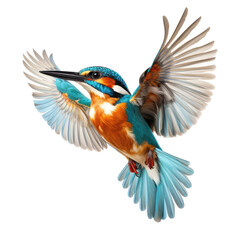 Wall Mural - cute kingfisher looking isolated on white.