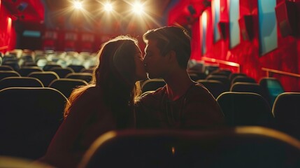 couple kissing at the cinema generative ai