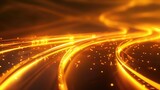 Fototapeta Uliczki - Curve light effect of golden line. Abstract neon motion glowing wavy lines. Light gold Twirl. Shiny wavy trail. Luminous orange, yellow circle. Abstract neon motion glowing wavy lines.
