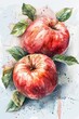 © tonstock - Illustration of a vibrant watercolor depicting apples, hailed for their abundance of fiber and vitamin C, as a top choice in the superfood category.
