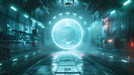 Poster - Mysterious Time Travel Portal Opening in Secretive Government Facility Concept for Futuristic Science Fiction