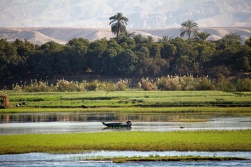 Sticker - Landscape along the Nile river between Luxor and Aswan, Egypt