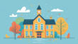A school building icon with a bell tower representing educational institutions and learning environments with a traditional school facade featuring classrooms libraries fostering a supportive