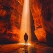 Exploring the Majestic Slot Canyons of Utah with Dramatic Light Beams in an Awe Inspiring Adventure Travel Concept